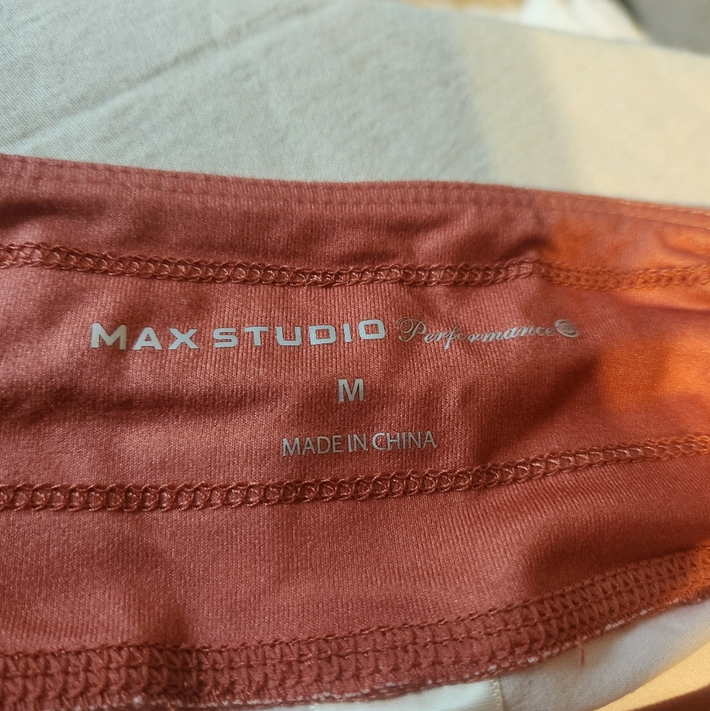 NWT Max Studio Rust Leggings with Black Accents Size Medium. Above Ankle Length - Picture 2 of 5